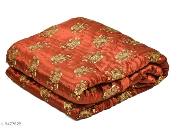 JAIPURI SILK AC QUILT RAJAI WITH GOLD PRINT DOUBLE BED SIZE - Free Size, Silk, Pack of 1